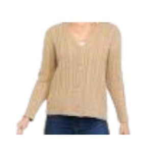 Anne Klein Cable-Knit Button-Front Cardigan Heather Latte XS NWT